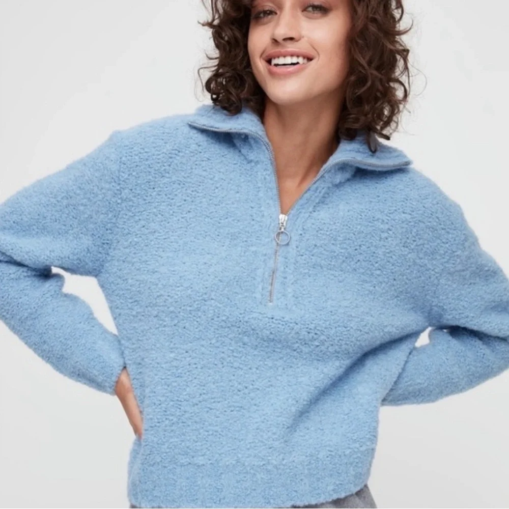 Wilfred Aritzia Cropped Gwyneth Sweater Alpaca 1/2 Zip - Picture 1 of 12